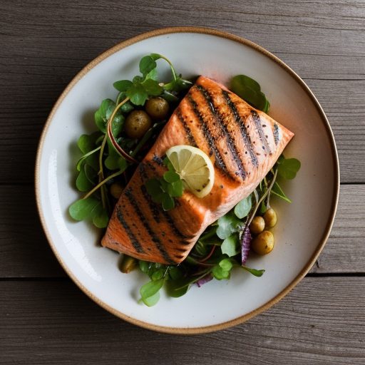 Grilled Salmon With Potato and Watercress Salad recipe image