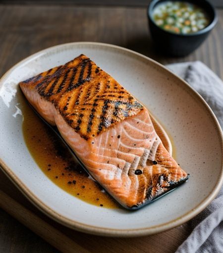 Grilled Salmon With Surf Sauce recipe image