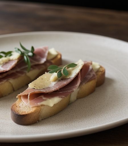 Grilled Serrano Ham and Manchego Cheese Crostini recipe image