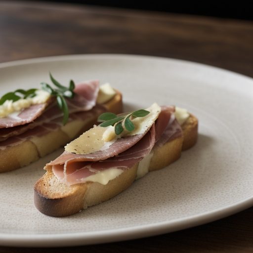 Grilled Serrano Ham and Manchego Cheese Crostini recipe image