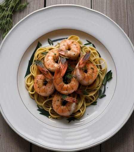 Grilled Shrimp With Lemon & Chive Pasta recipe image