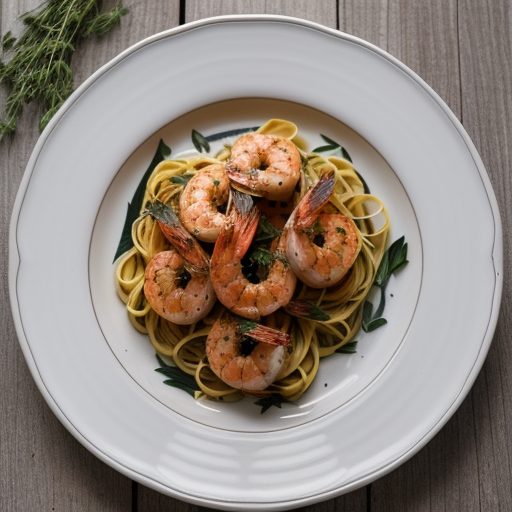 Grilled Shrimp With Lemon & Chive Pasta recipe image