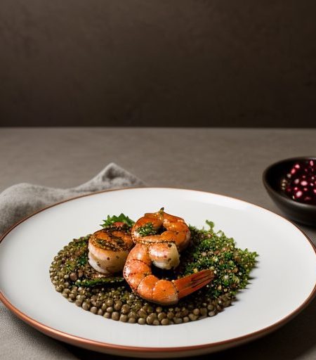 Grilled Shrimp With Lentil Tabbouleh - Martha recipe image