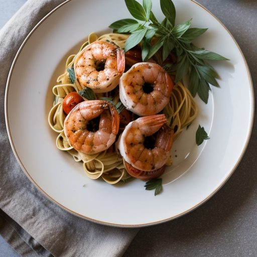 Grilled Shrimp With Pasta & Fresh Tomatoes recipe image