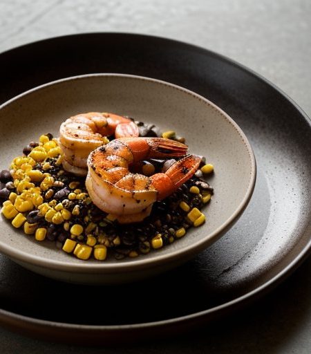 Grilled Shrimp With Roasted Corn and Black Bean Salsa recipe image