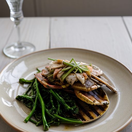 Grilled Soft Shell Crabs With Braised Scallions recipe image