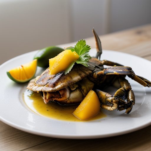 Grilled Soft Shell Crabs With Lime, Rum and Mango recipe image