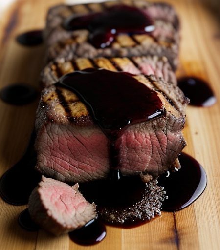 Grilled Steak With Blueberry Sauce recipe image