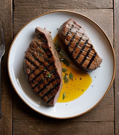 Grilled Steak With Tasso Maque Choux recipe image