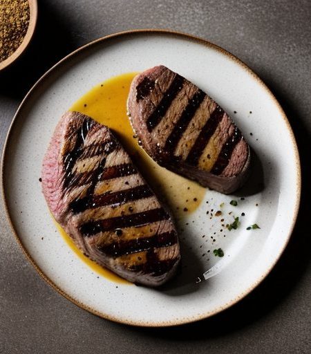 Grilled Steaks W/Garlic Crumbs recipe image