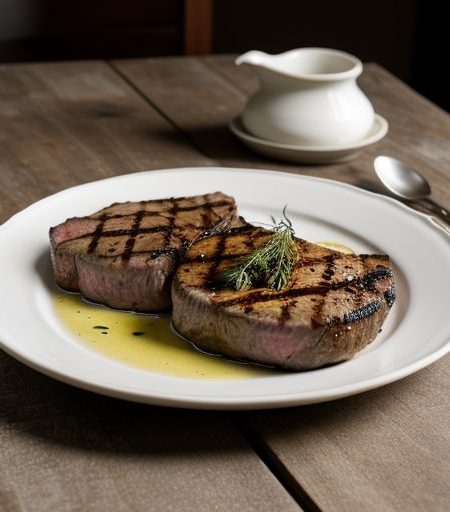 Grilled Steaks With Lemon-Herb Merinade recipe image