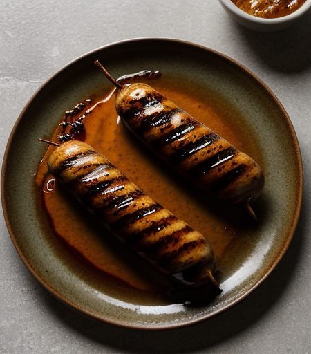 Grilled Sweet and Hot Sausage With Grilled Onion Marmalad recipe image