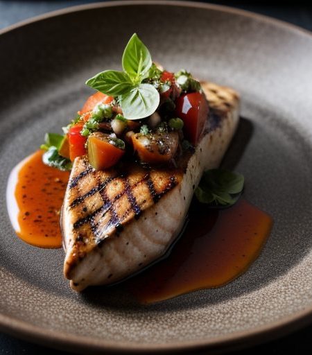Grilled Swordfish With Fresh Tomato-Herb Salsa - Bon Appe recipe image