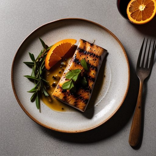 Grilled Swordfish With Orange~ Onion & Toma recipe image