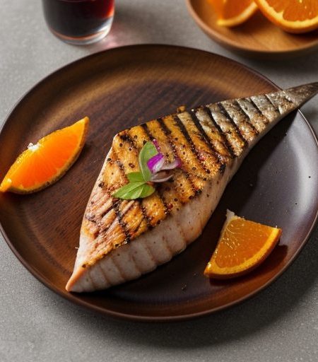 Grilled Swordfish With Orange, Onion and Toma recipe image