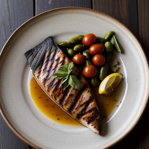 Grilled Swordfish With Tomato Olive Vinaigret recipe image