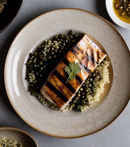 Grilled Swordfish on Herbed Couscous W/Vegeta recipe image