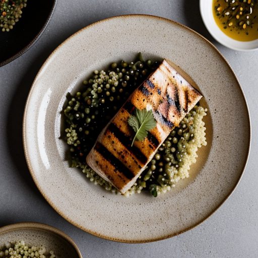 Grilled Swordfish on Herbed Couscous W/Vegeta recipe image