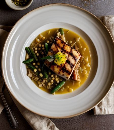 Grilled Swordfish on Herbed Couscous W/Vegetable Minestrone recipe image