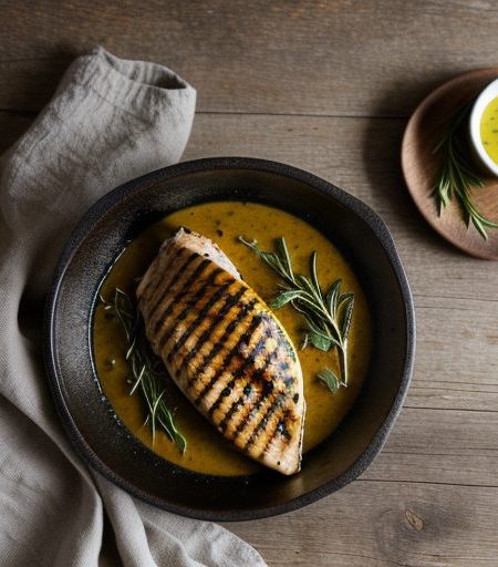 Grilled Tarragon Chicken With Mustard Sauce recipe image