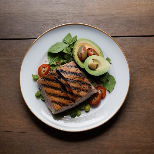 Grilled Tuna Fish With Avocado & Tomato Sal recipe image