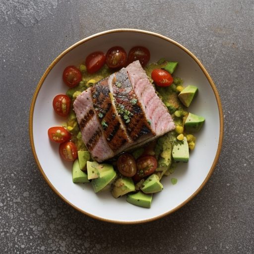 Grilled Tuna Fish With Avocado & Tomato Salsa recipe image