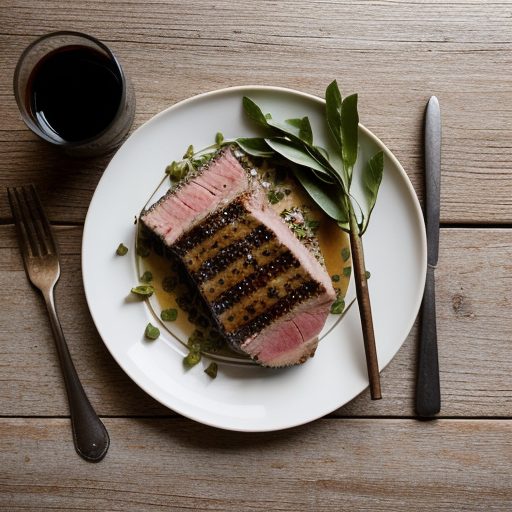 Grilled Tuna With Green Peppercorns - Bon Appetit recipe image