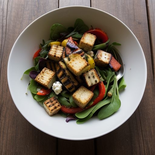 Grilled Vegetable Salad With Goat Cheese Croutons and Bal recipe image