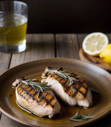 Grillel Chicken Breasts W/Wild Mushroom,.... And Bourbon recipe image