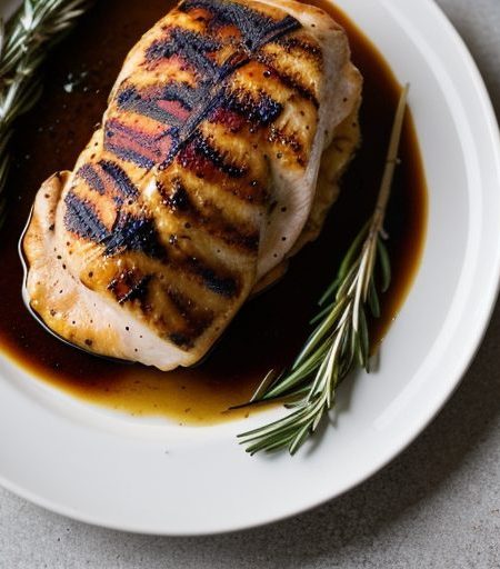 Grillel Chicken Breasts W/Wild Mushroom,.... And Bourbon Sau recipe image