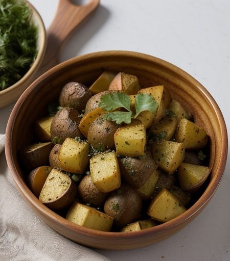 Gujarti Style Roasted Potato Salad recipe image