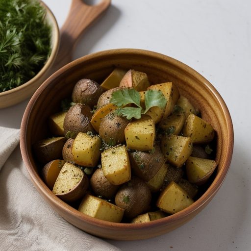 Gujarti Style Roasted Potato Salad recipe image