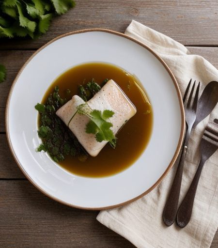 Halibut Poached With Ginger & Cilantro recipe image