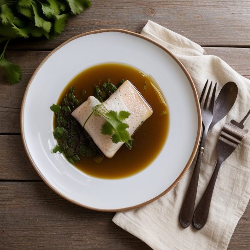 Halibut Poached With Ginger & Cilantro recipe image