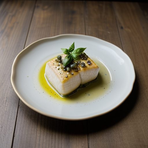Halibut With Caper-Basil Vinaigrette - Bon Appetit recipe image