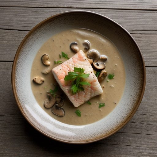 Halibut With Mushroom & Shrimp Sauce recipe image