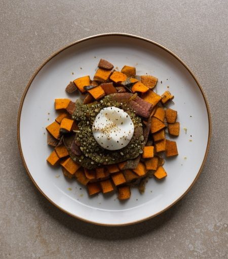 Ham Stir-Fry Over Sweet Potatoes recipe image