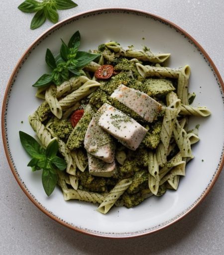 Hannah's Kitchen Pesto Chicken Pasta Salad recipe image