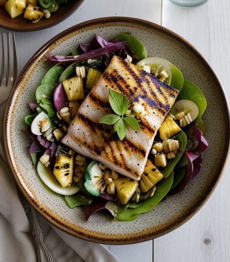 Hawaiian Grilled Fish Salad With Pineapple recipe image