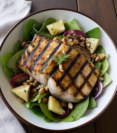 Hawaiian Grilled Fish Salad With Pineapple recipe image