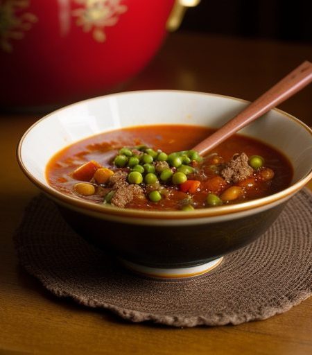 Hearty Beef Vegetable Soup With Noodles recipe image