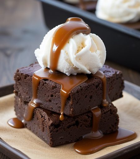 Heath Bar Brownie Sundaes/Caramel Sauce recipe image