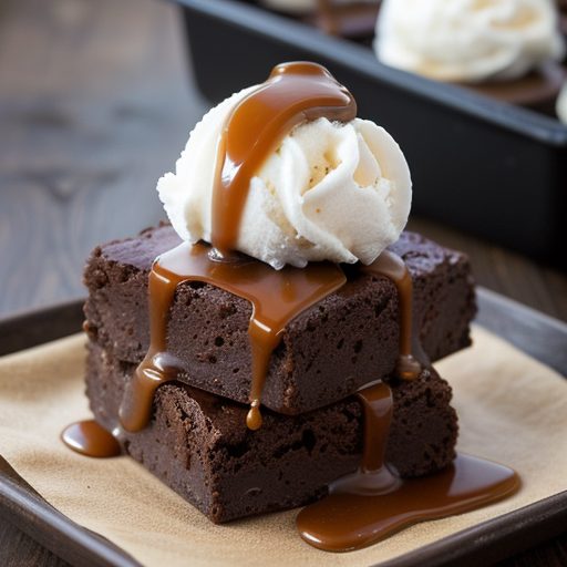 Heath Bar Brownie Sundaes/Caramel Sauce recipe image