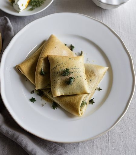 Herb Crepes With Goat's Cheese Stuffing recipe image