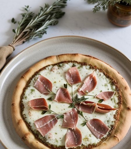 Herbed Chevre Fontina & Prosciutto Pizza recipe image