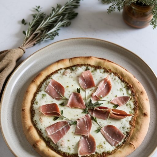 Herbed Chevre Fontina & Prosciutto Pizza recipe image