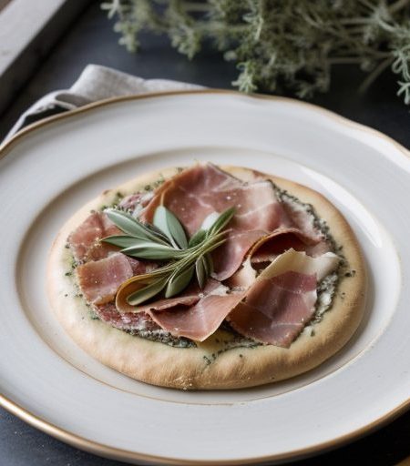 Herbed Chevre~ Fontina & Prosciutto Pizza recipe image
