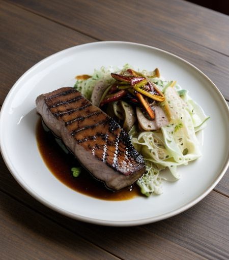 Hoisin Grilled Pork Loin With Braised Cabbage recipe image