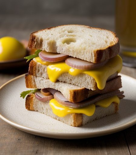 Honey Mustard Pepper & Onion Ham Sandwiches recipe image
