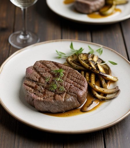 Honey Mustard Steaks With Grilled Onions recipe image